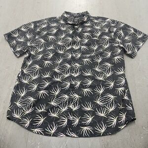 Prana Men's Stemmers Shirt Charcoal Retro Vintage Floral Print Size XXL Casual